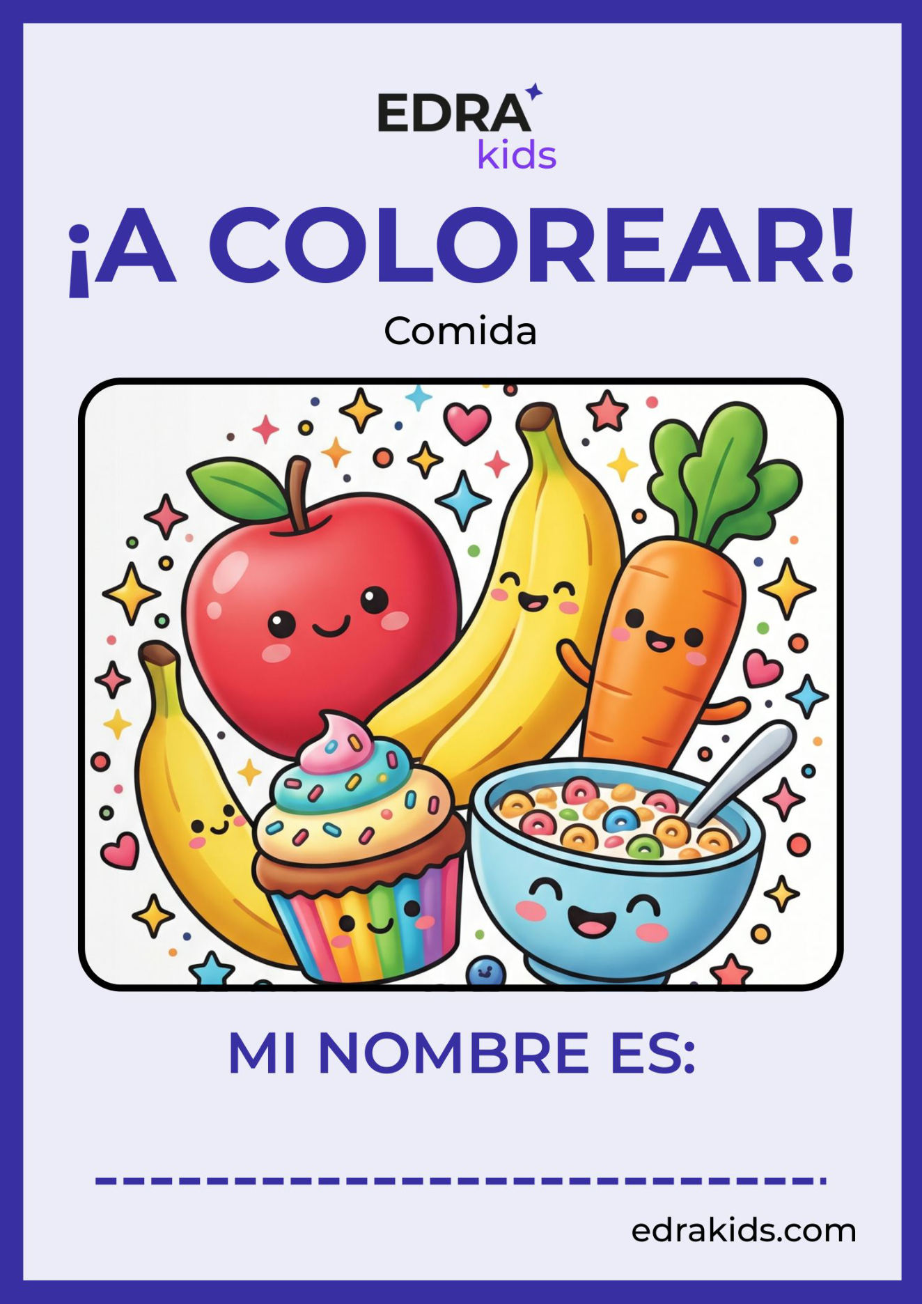 Pack Coloreables Niños 3-5 años · Animales · Comida · Transportes