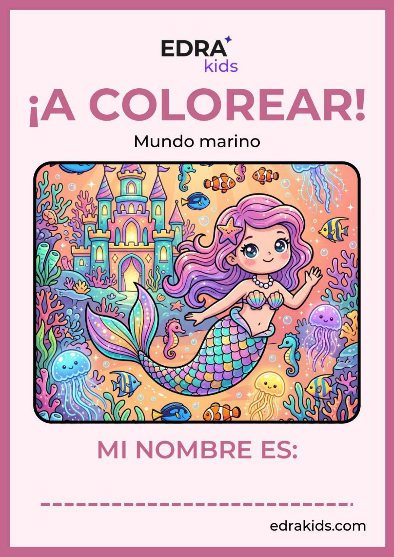 Pack Coloreables Niñas 6-8 años · Mundo marino · Naturaleza · Princesas