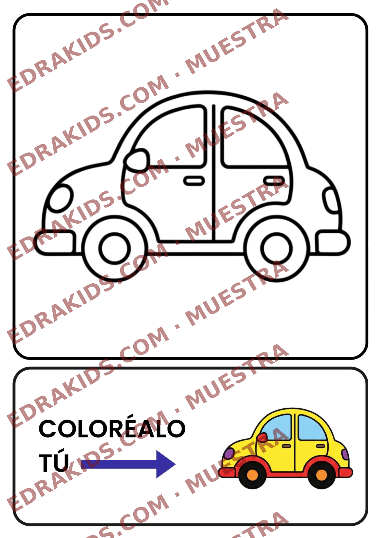 Pack Coloreables Niños 3-5 años · Animales · Comida · Transportes